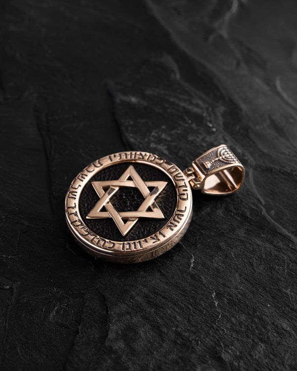 Anhänger DAVIDSTERN mit Ebenholz (14k Gelbgold)