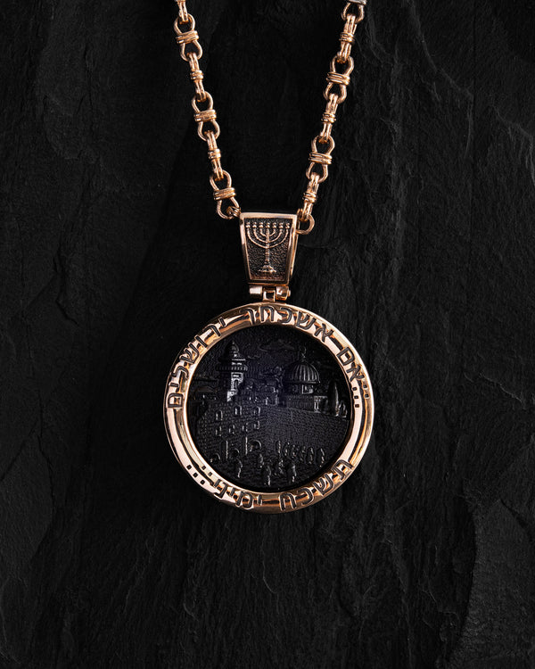 Anhänger DAVIDSTERN mit Ebenholz (14k Gelbgold)