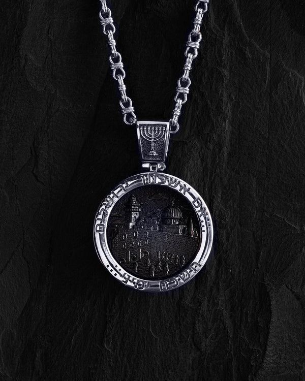 Pendentif en or blanc 14 carats ÉTOILE DE DAVID avec ébène