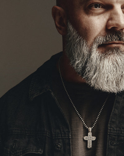 Silver cross CALVARY CROSS. IN GOD WE TRUST