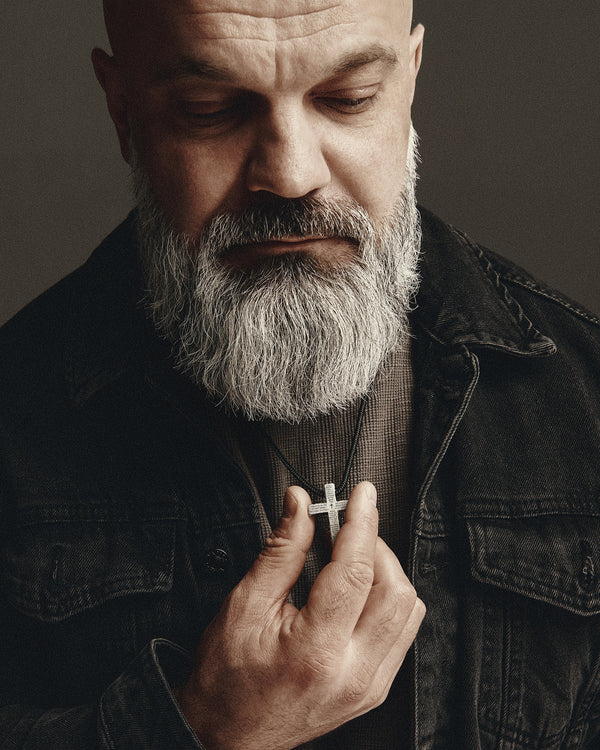 Silver cross on cord THE LORD'S PRAYER – OUR FATHER