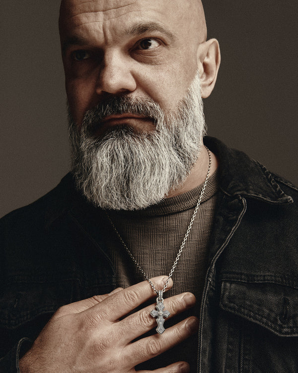 Stříbrný kříž INITIUM ET FINIS