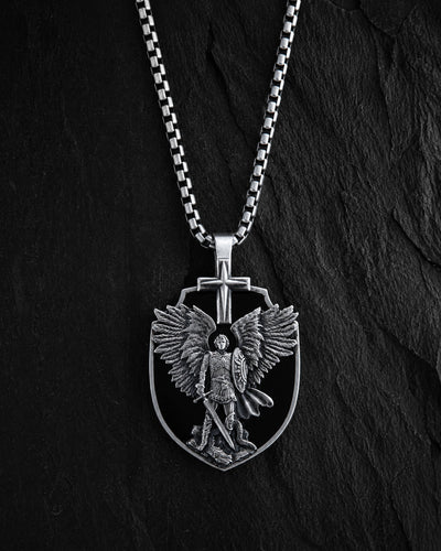 Silver pendant ARCHANGEL MICHAEL (onyx)