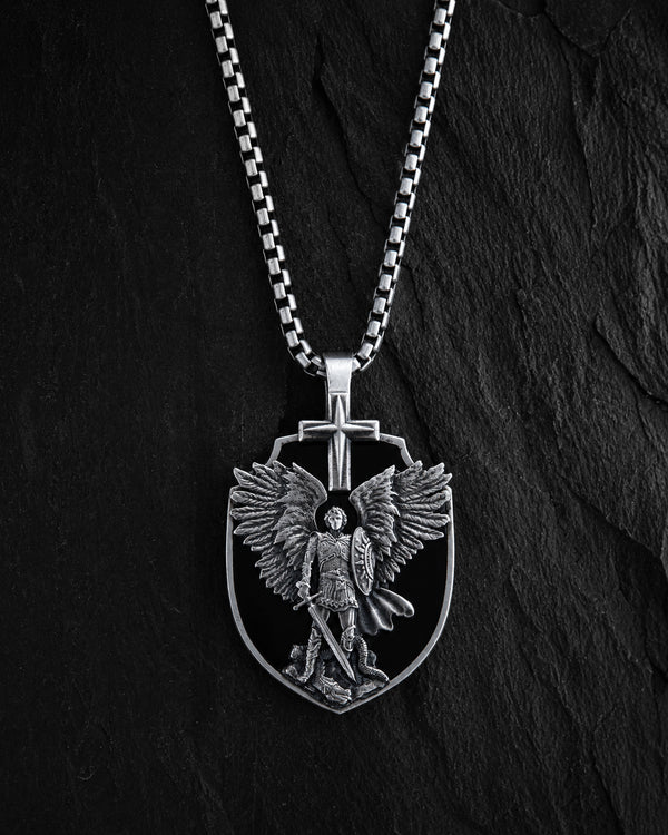 Silver pendant ARCHANGEL MICHAEL (onyx)