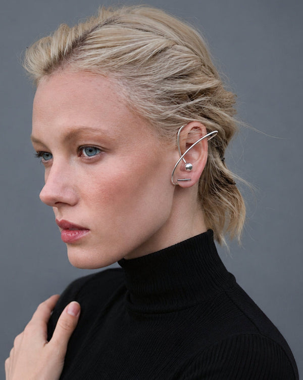 Silver single earring - cuff FLOS DESERTI