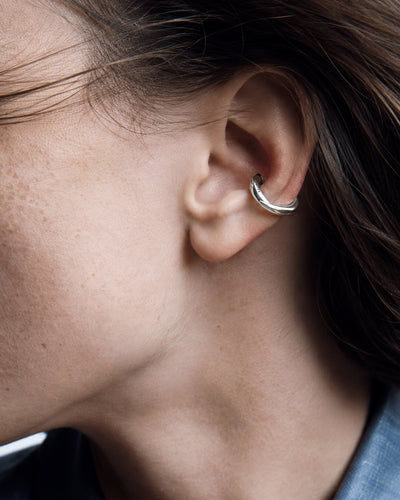 Silver single earring - cuff ACCENT