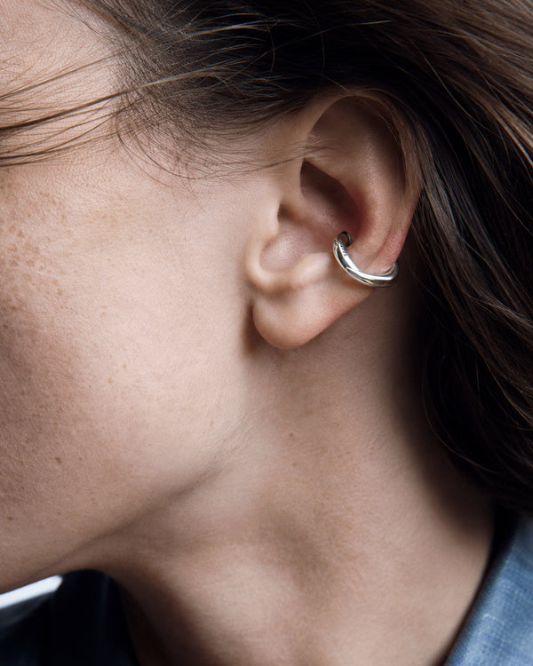 Boucle d'oreille unique en argent - manchette ACCENT