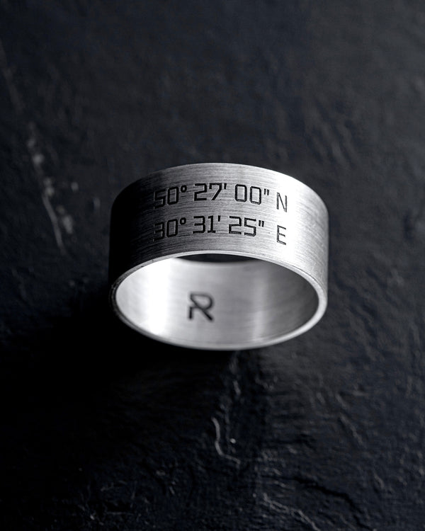 COORDINATES silver ring (custom engraving)