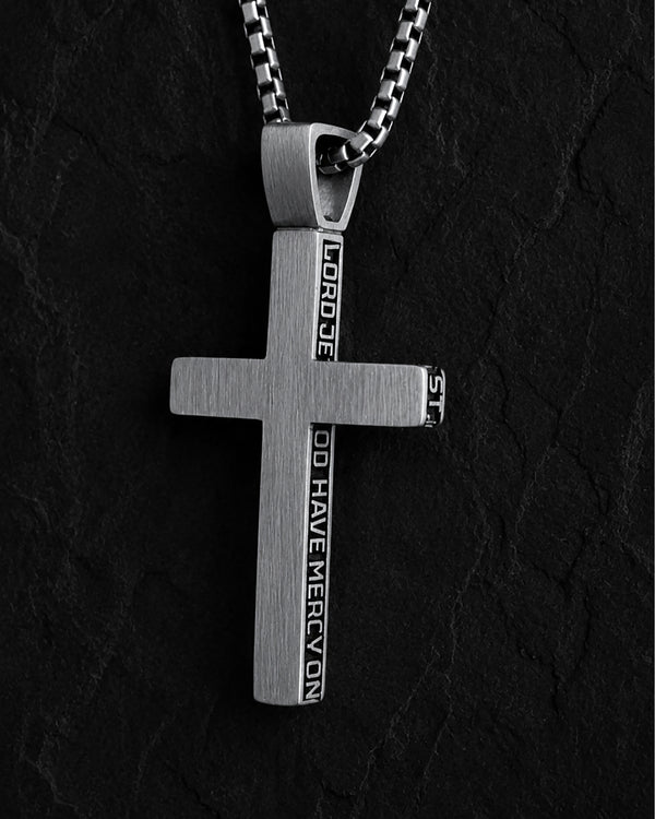 Silver cross JESUS PRAYER