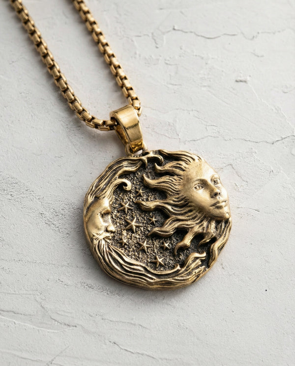 Pendant SUN MOON and STARS (14k yellow gold)