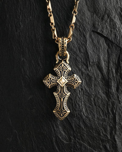 Cross INITIUM ET FINIS (14k yellow gold)