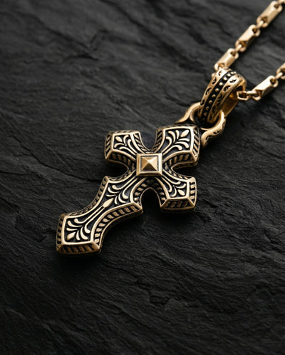 Cross INITIUM ET FINIS (14k yellow gold)